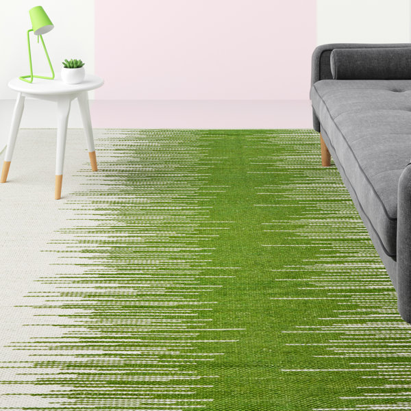 Hashtag Home Daxton Geometric Handwoven Wool/Cotton Avocado Green Area